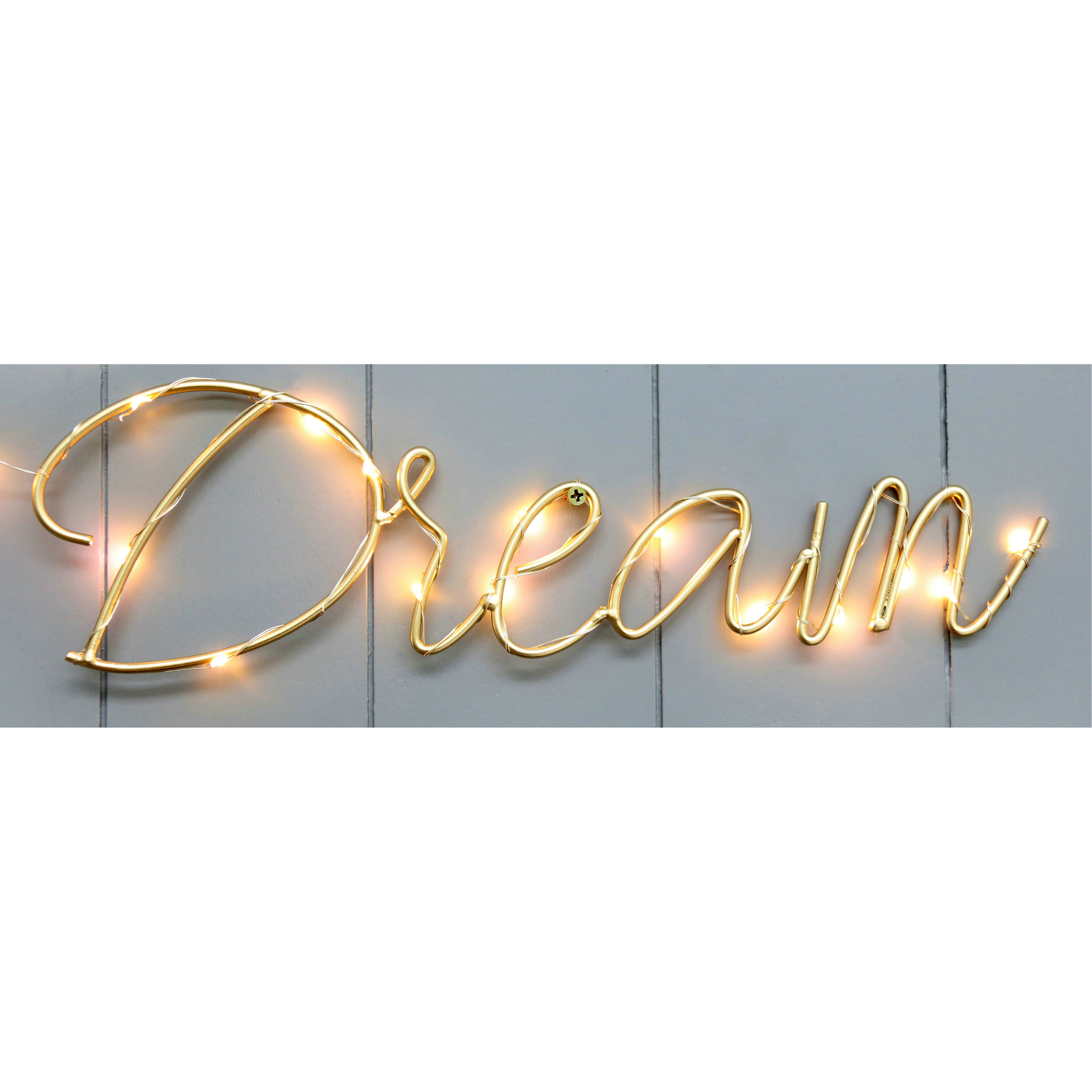 FU-20810-1  Wire letter DREAM with LED 35X10CM