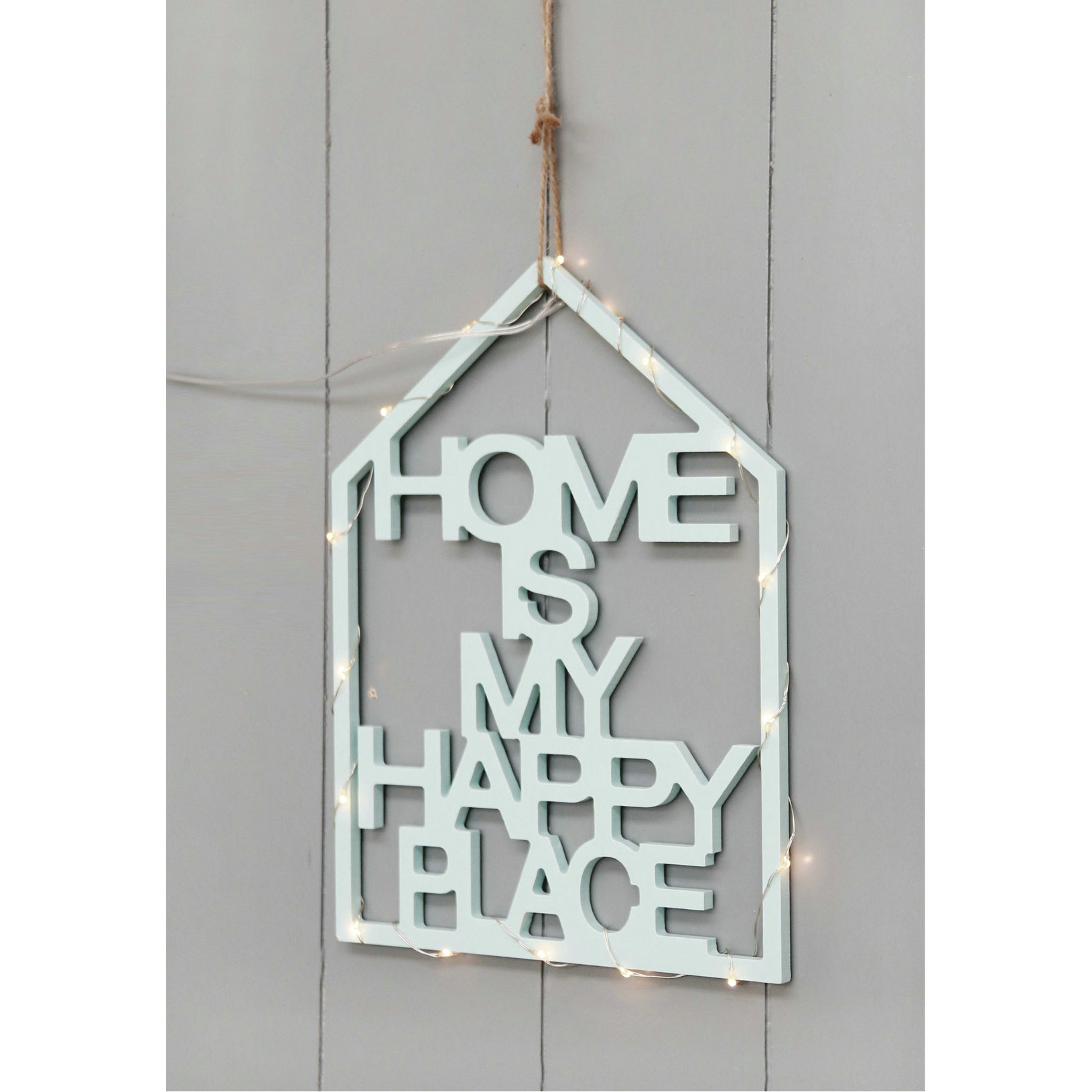 FU-21723  Wood house letter with LED  19x25x0.5cm