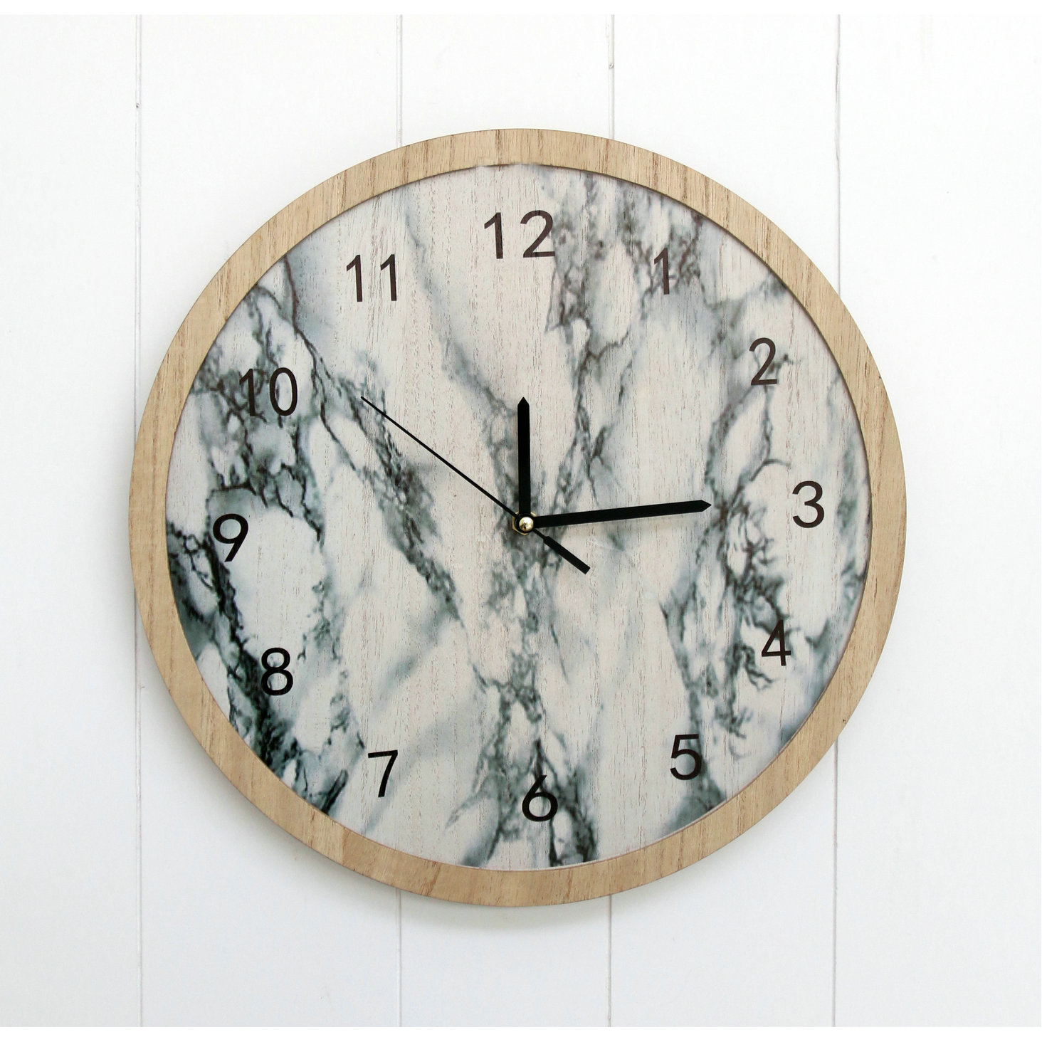 FU-21450  Wood marble clock 33x33x3cm