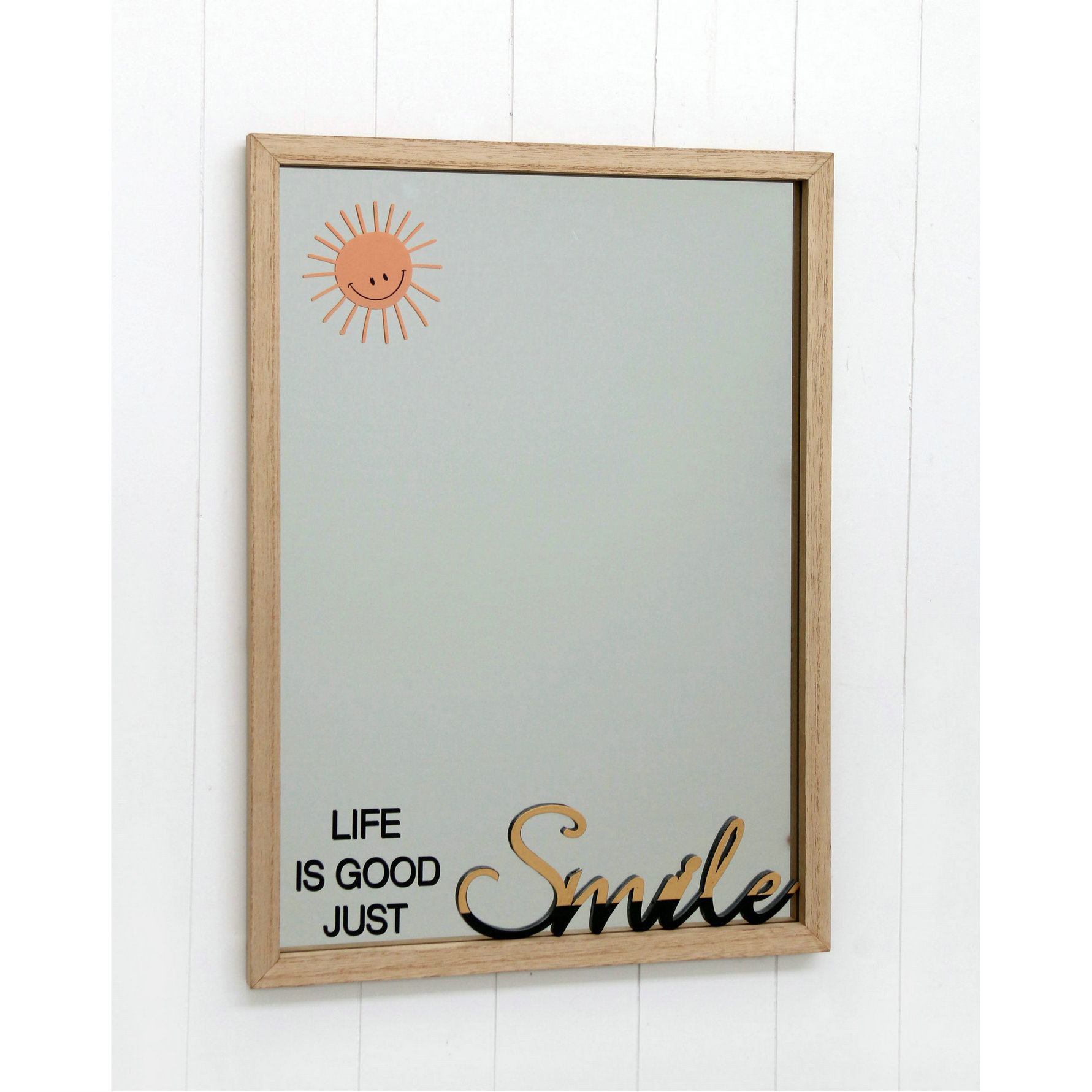 FU-21771 Wood mirror with print and 3D letters 40x55x2cm