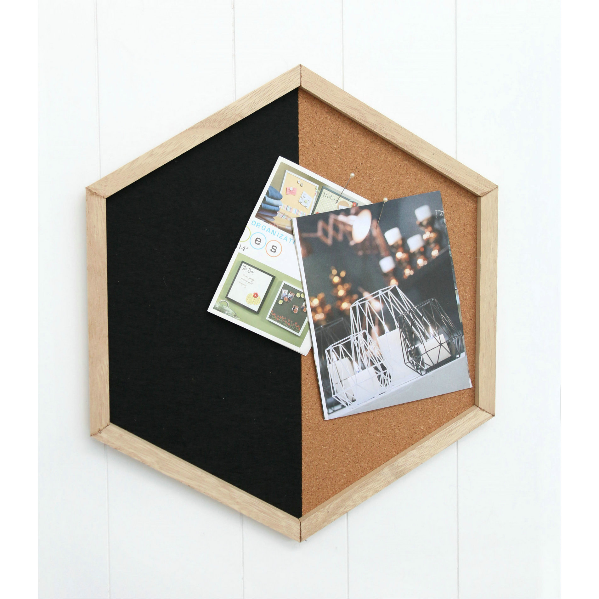 FU-21790  Wood hexagonal corkboard 35x40cm