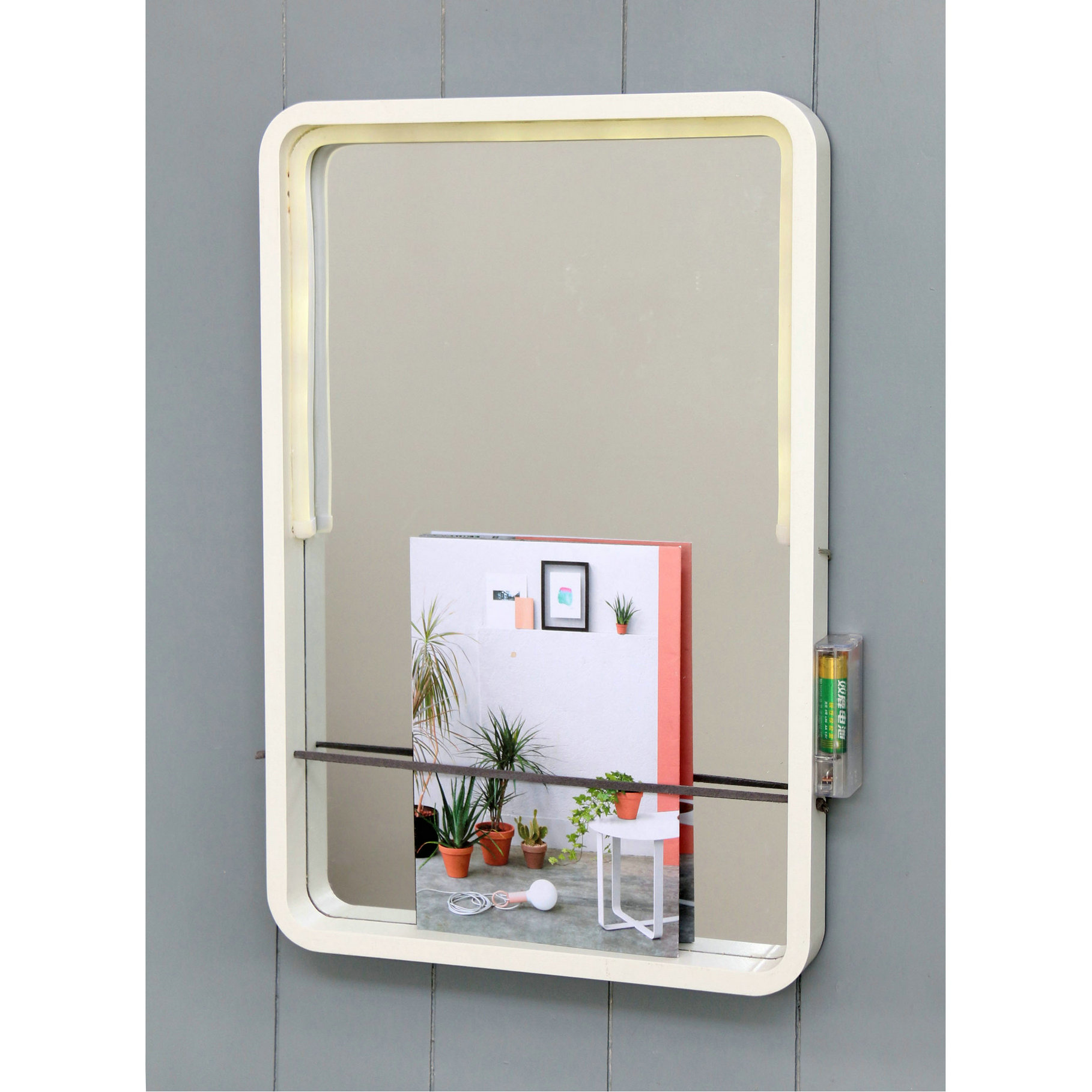 FU-21876  Wood round corner mirror cabinet 30x45x9cm