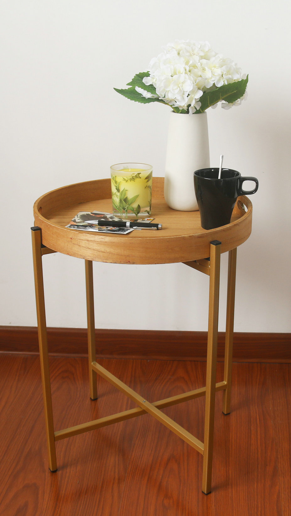 FU-24898  Wood/metal  side table   43x43x52cm