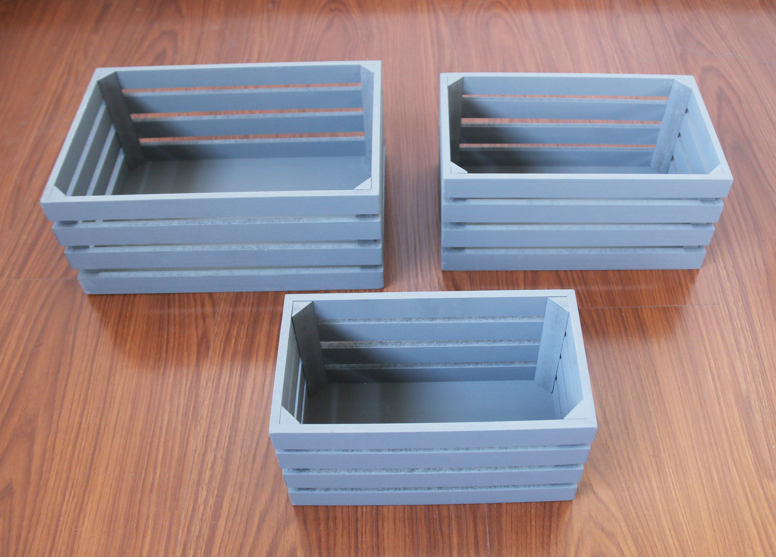 FU-24915  Wooden grating lifting basket（set）36x24.5x15.5cm 32x19.5x15cm